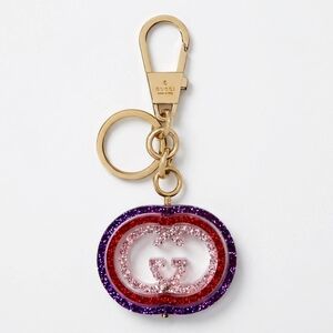 NEW GUCCI interlocking g glitter keychain handbag charm in purple and red